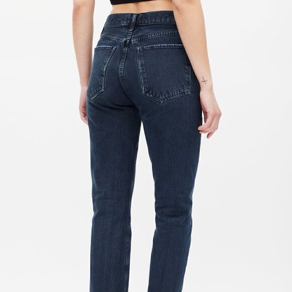 Agolde Washed Black Riley High Waisted Straight Leg Crop Jeans Sz 23 - Picture 2 of 11